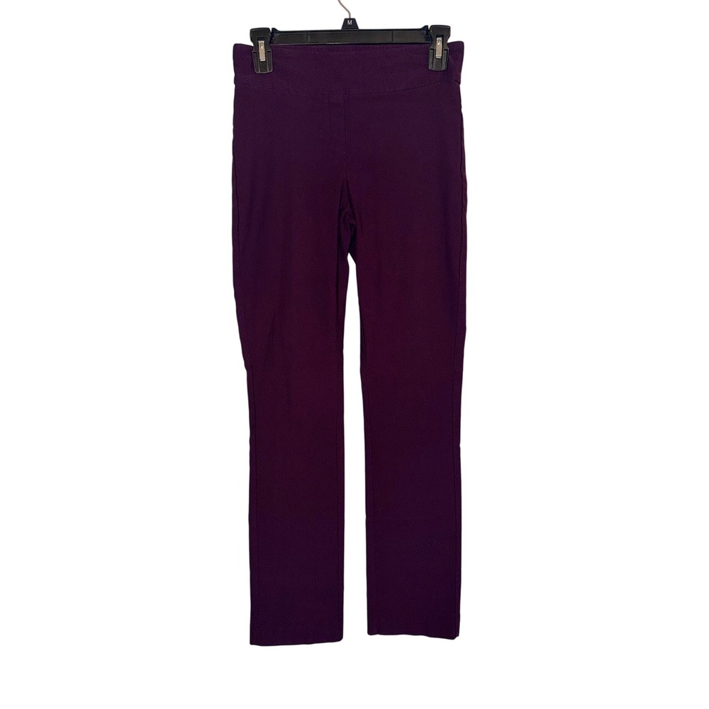 Dark Academia Office Plum Straight Leg Pants Womens Sz 4 Purple Stretch Pull On